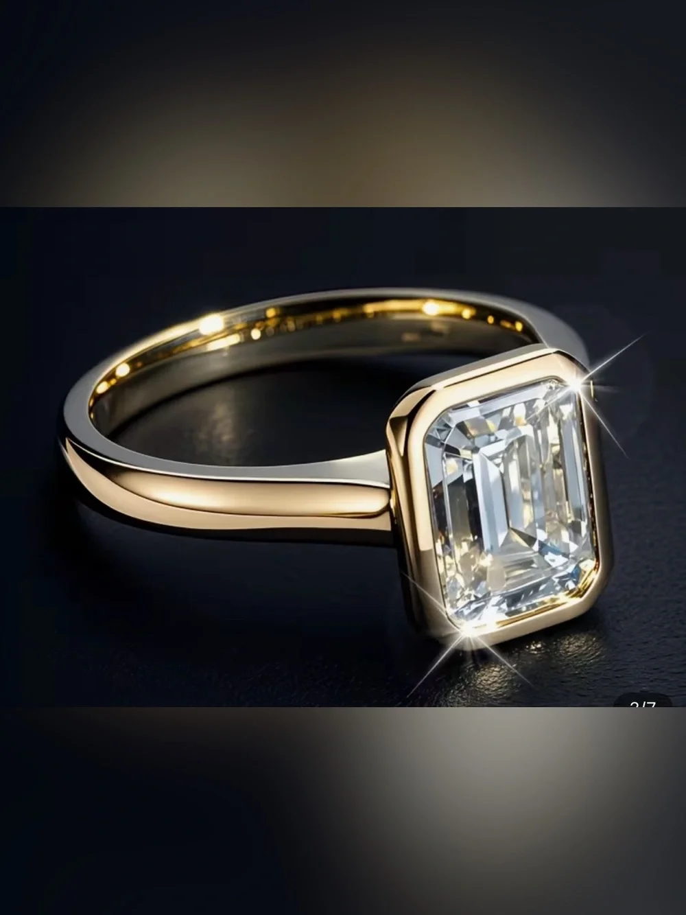 MOISSANITE 18K Gold Emerald-Cut 3 Carat Stone Ring